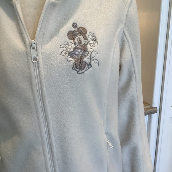 Disneyland Disney Parks Cream Fleece Zip Jacket Medium - Picture 2 of 9